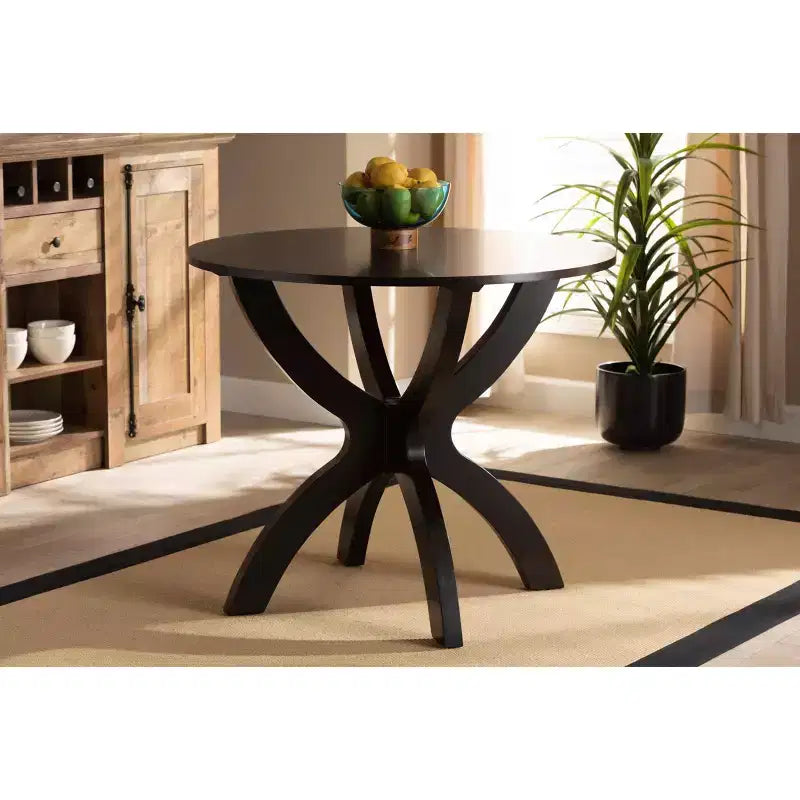 35 Tilde Wide Round Wood Dining Table - Baxton Studio