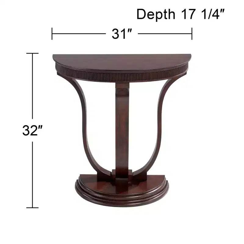 55 Downing Street Farmhouse Rustic Vintage Oak Wood Half Round Console Table 31 x 17 1/4 Dark Brown Curved Legs for Living Room Bedroom Bedside
