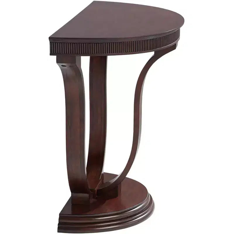 55 Downing Street Farmhouse Rustic Vintage Oak Wood Half Round Console Table 31 x 17 1/4 Dark Brown Curved Legs for Living Room Bedroom Bedside