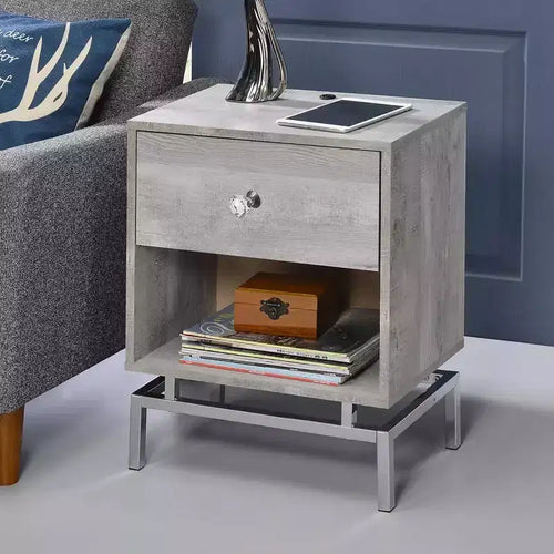 24/7 Shop At Home Brama Open Shelf End Table with USB Port