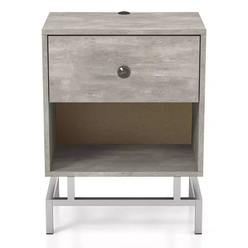 24/7 Shop At Home Brama Open Shelf End Table with USB Port