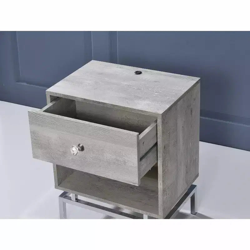 24/7 Shop At Home Brama Open Shelf End Table with USB Port