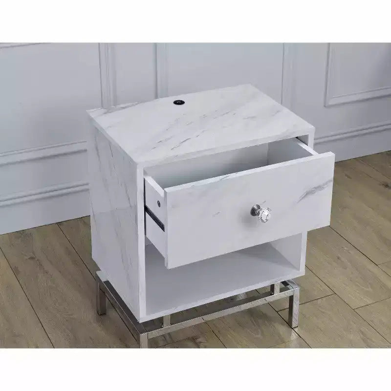 24/7 Shop At Home Brama Open Shelf End Table with USB Port