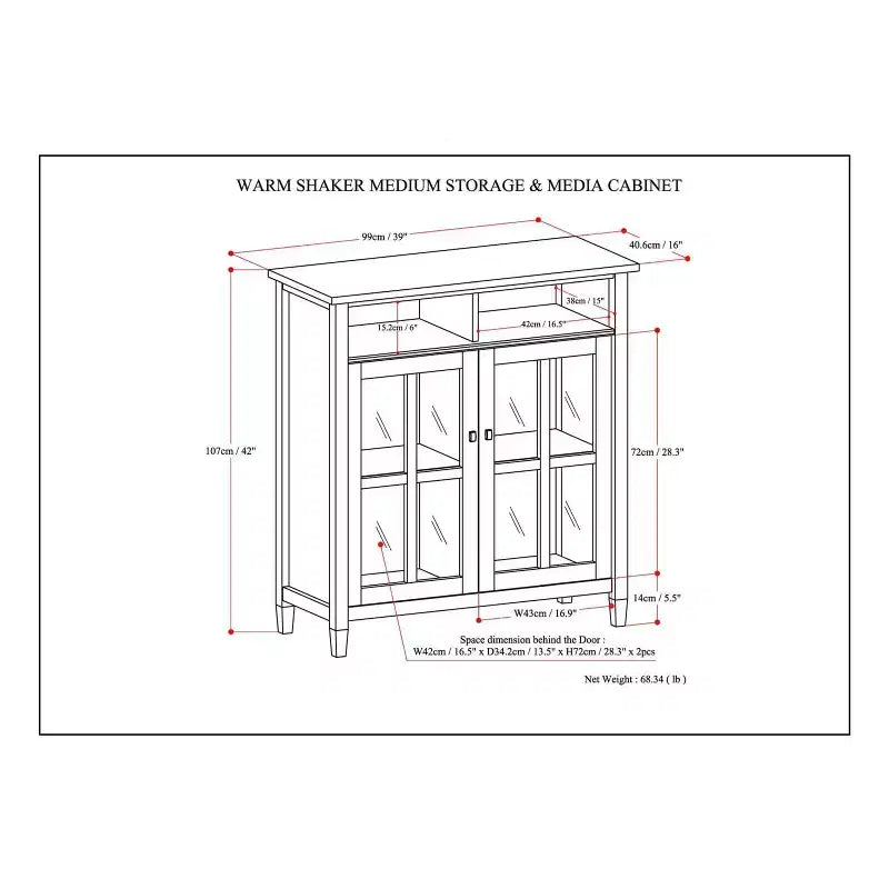 Meuble de rangement pour médias 39 po Norfolk - Wyndenhall