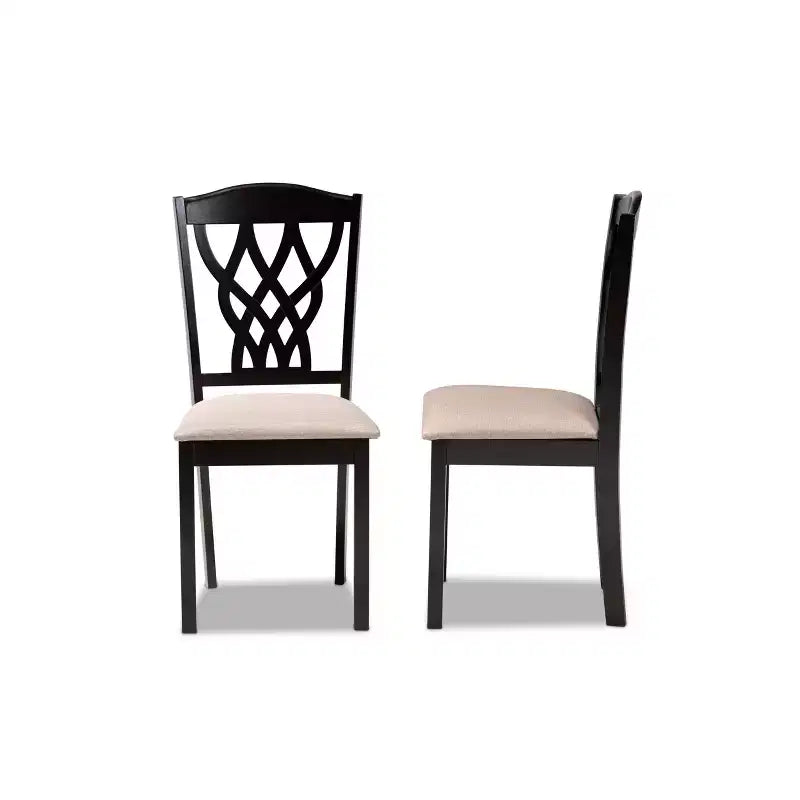 2 chaises de salle à manger Delilah en tissu et bois – Baxton Studio