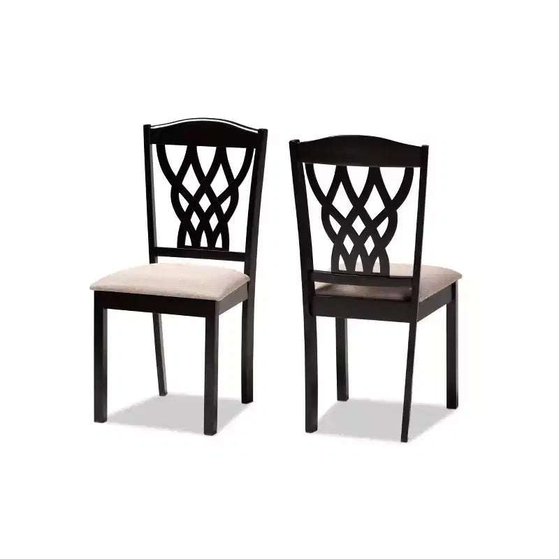 2 chaises de salle à manger Delilah en tissu et bois – Baxton Studio