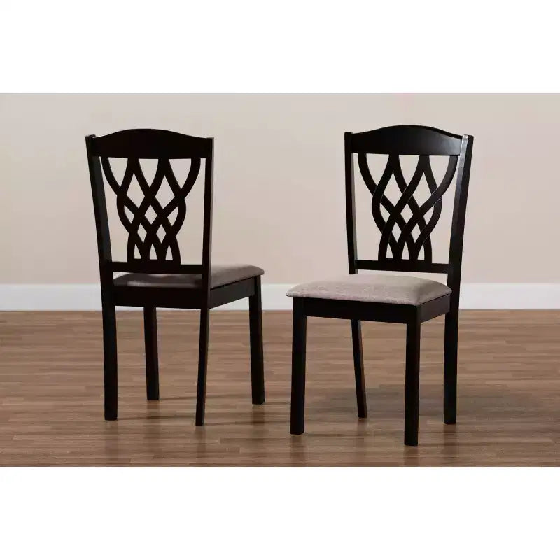 2 chaises de salle à manger Delilah en tissu et bois – Baxton Studio