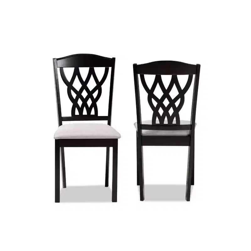 2 chaises de salle à manger Delilah en tissu et bois – Baxton Studio