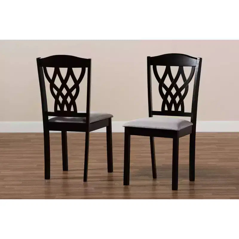 2 chaises de salle à manger Delilah en tissu et bois – Baxton Studio