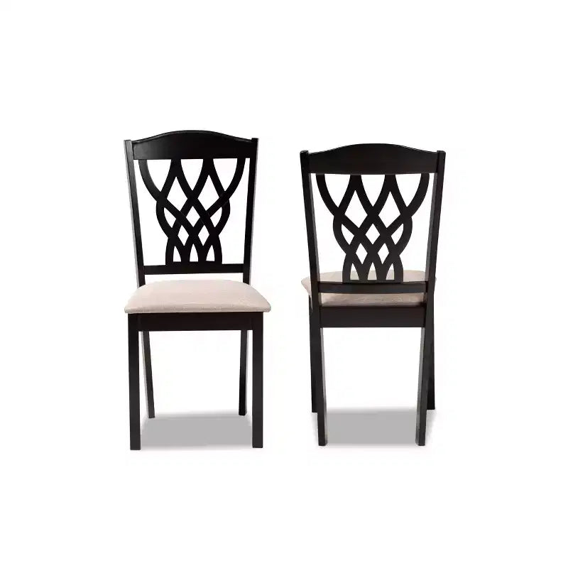 2 chaises de salle à manger Delilah en tissu et bois – Baxton Studio
