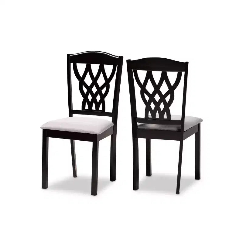 2pc Delilah Fabric Upholstered and Wood Dining Chairs - Baxton Studio