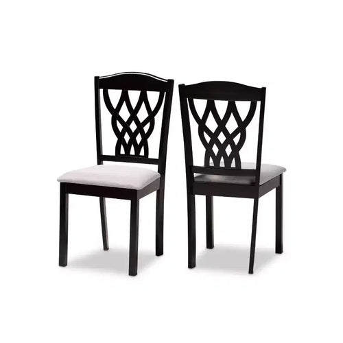 2pc Delilah Fabric Upholstered and Wood Dining Chairs - Baxton Studio