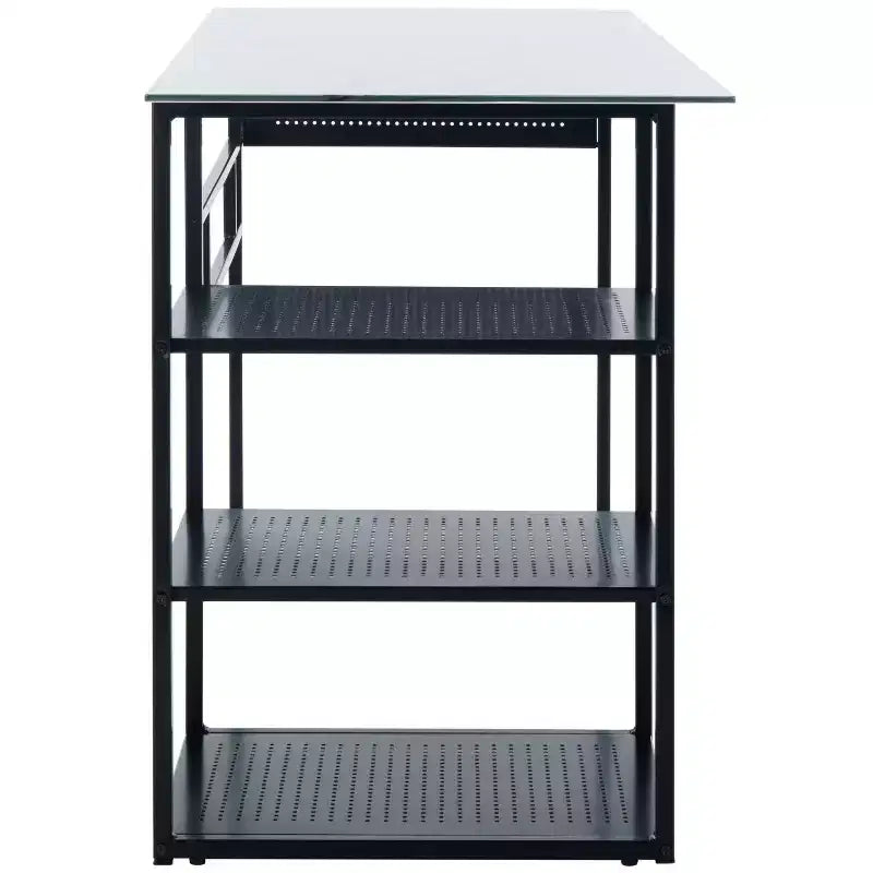 Xyla 3 Shelf Glass Top Desk - DSK2208 - White/Black - Safavieh