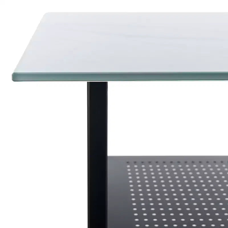 Xyla 3 Shelf Glass Top Desk - DSK2208 - White/Black - Safavieh