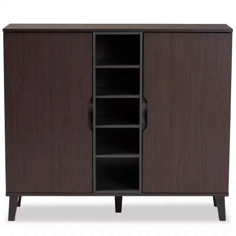 2 Door Idina Mid-Century Wood Shoe Cabinet - Baxton Studio