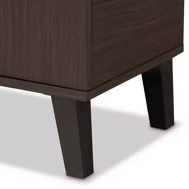 2 Door Idina Mid-Century Wood Shoe Cabinet - Baxton Studio