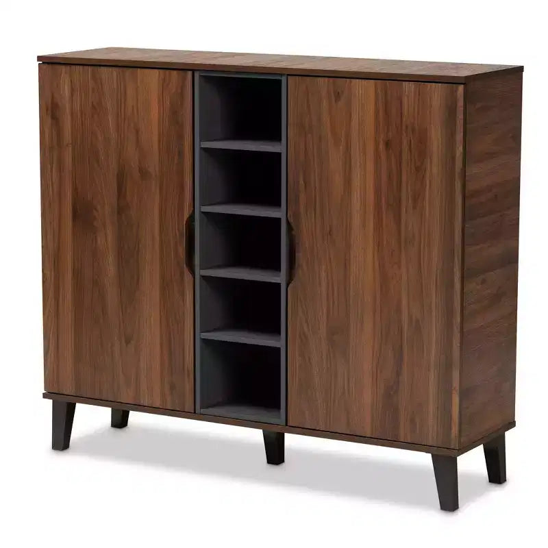 2 Door Idina Mid-Century Wood Shoe Cabinet - Baxton Studio
