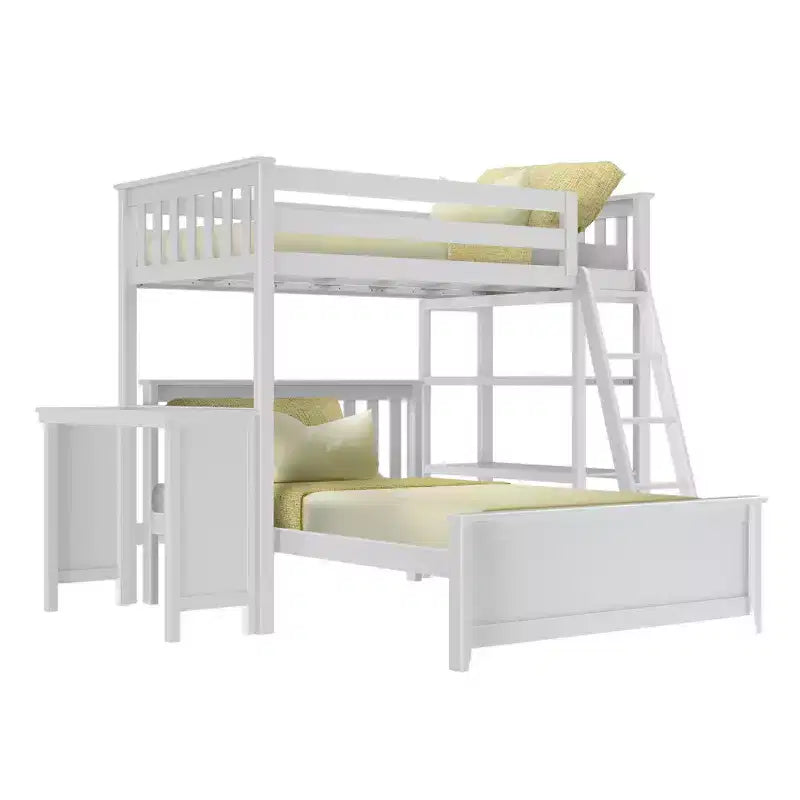 Max & Lily L-Shaped Twin over Full Bunk Bed with Bookcase and Desk