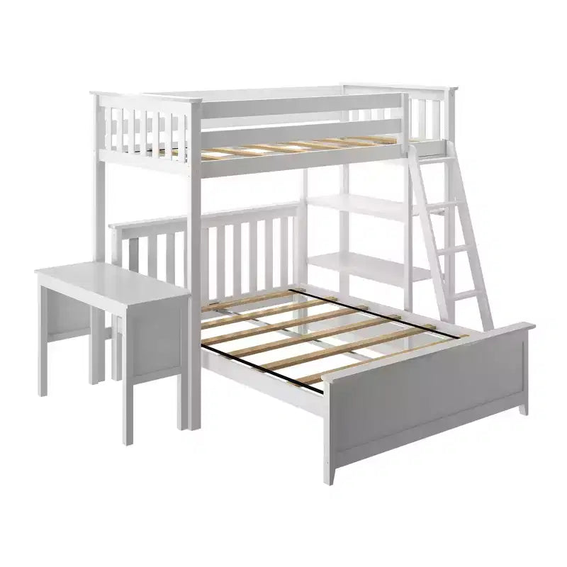 Max & Lily L-Shaped Twin over Full Bunk Bed with Bookcase and Desk