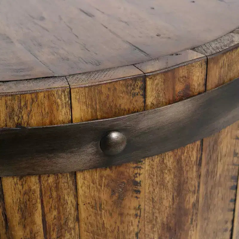 Uttermost Farmhouse Weathered Walnut Round Wine Barrel Accent Table 19 Wide Brown for Living Room Kitchen Entryway House Office