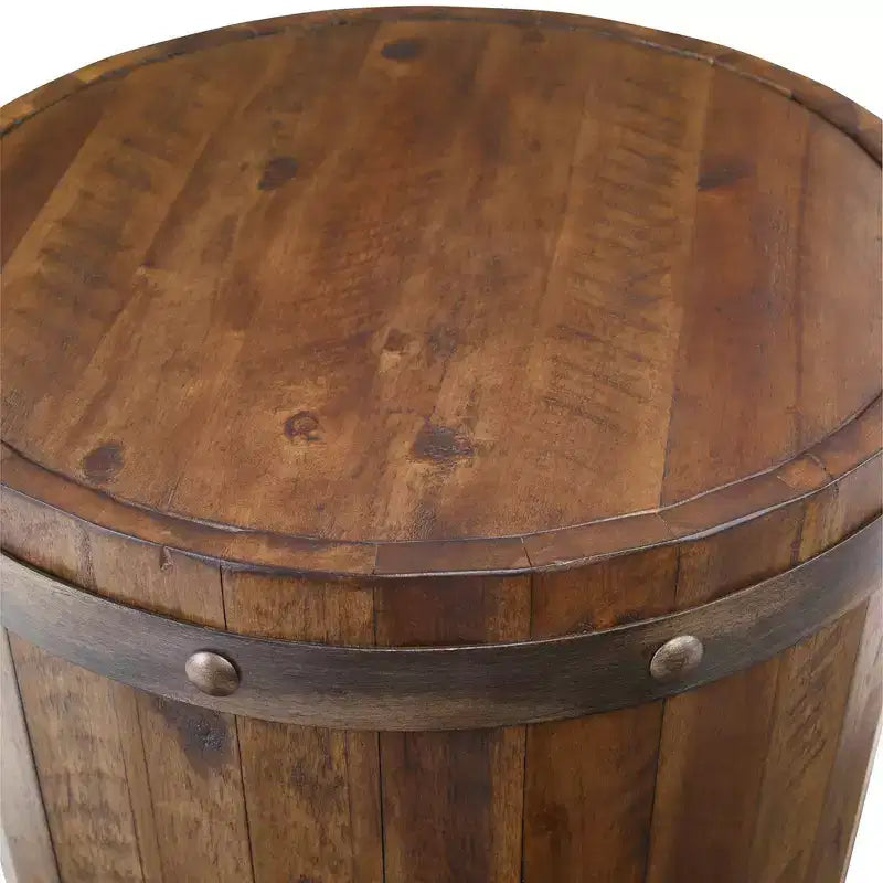Uttermost Farmhouse Weathered Walnut Round Wine Barrel Accent Table 19 Wide Brown for Living Room Kitchen Entryway House Office