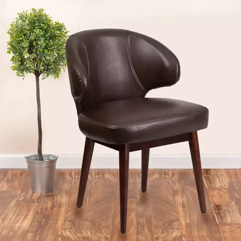 Flash Furniture Comfort Back Series Side Reception Chair with Walnut Legs