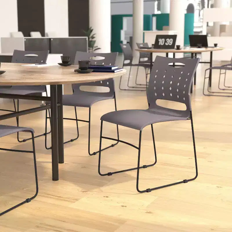 Flash Furniture 881 lb. Capacity Sled Base Stack Chair with Carry Handle and Air-Vent Back