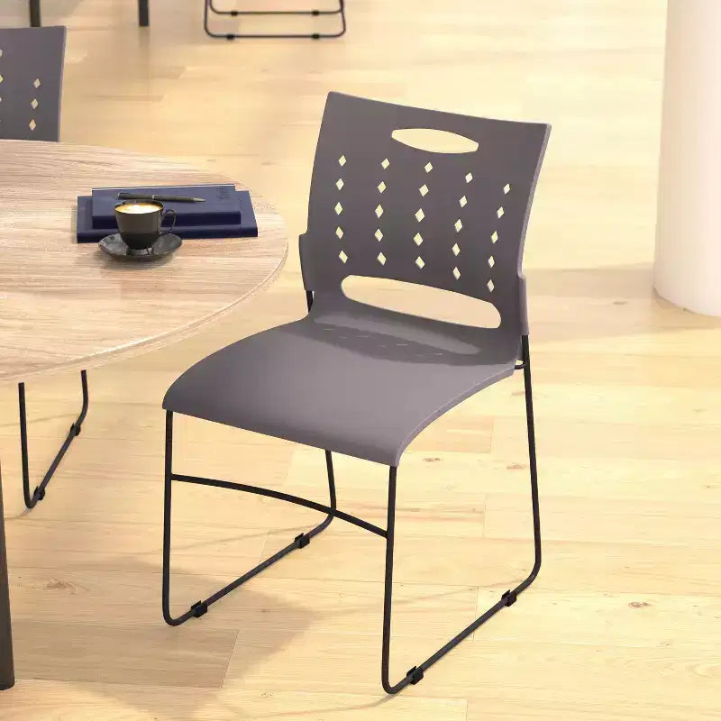 Flash Furniture 881 lb. Capacity Sled Base Stack Chair with Carry Handle and Air-Vent Back
