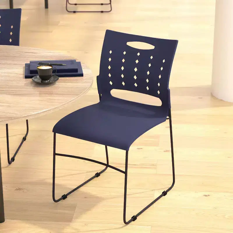 Flash Furniture 881 lb. Capacity Sled Base Stack Chair with Carry Handle and Air-Vent Back