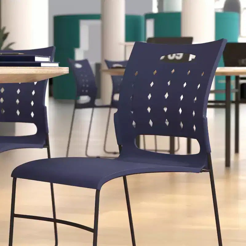 Flash Furniture 881 lb. Capacity Sled Base Stack Chair with Carry Handle and Air-Vent Back