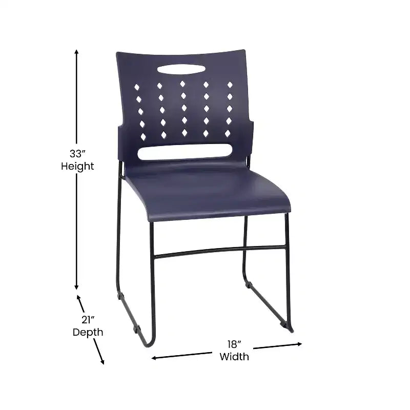 Flash Furniture 881 lb. Capacity Sled Base Stack Chair with Carry Handle and Air-Vent Back