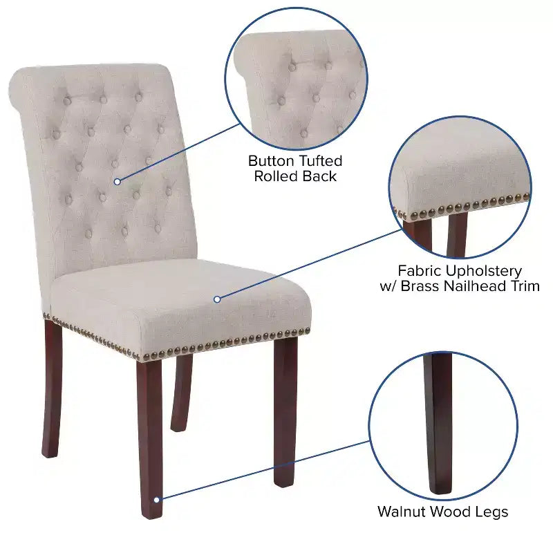 Flash Furniture HERCULES Series Parsons Chair with Rolled Back, Accent Nail Trim