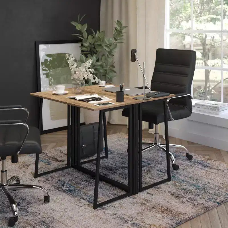 Emma and Oliver Small 36 Rustic Natural Home Office Folding Computer Desk - Laptop Desk