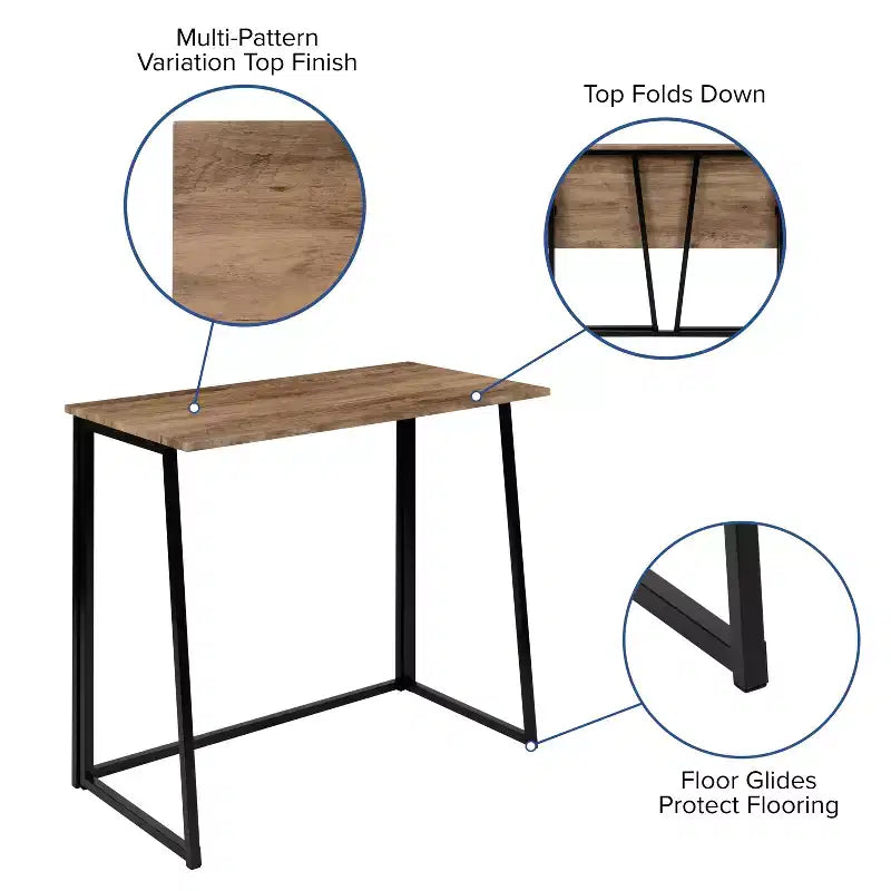 Emma and Oliver Small 36 Rustic Natural Home Office Folding Computer Desk - Laptop Desk