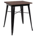 Emma and Oliver 23.5 Square Metal Indoor Table with Rustic Wood Top