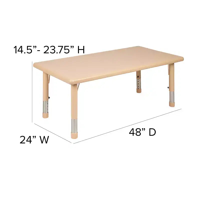 Table d'activités rectangulaire en plastique Emma et Oliver 24L x 48P réglable en hauteur