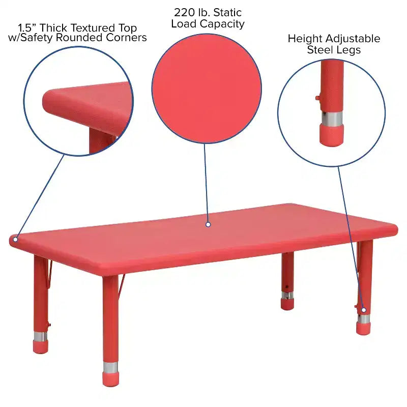 Table d'activités rectangulaire en plastique Emma et Oliver 24L x 48P réglable en hauteur