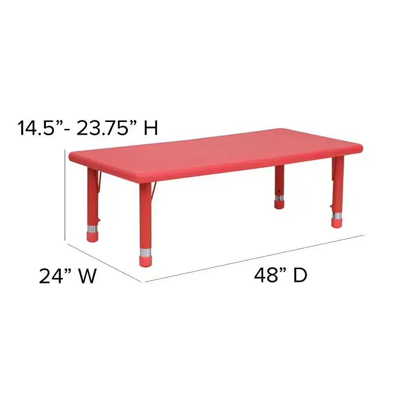 Table d'activités rectangulaire en plastique Emma et Oliver 24L x 48P réglable en hauteur