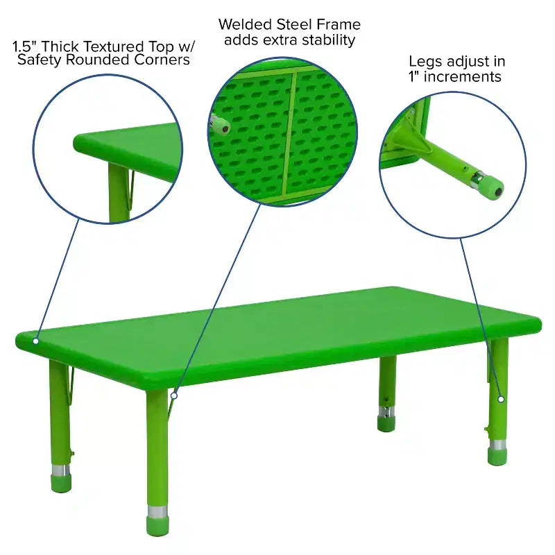 Table d'activités rectangulaire en plastique Emma et Oliver 24L x 48P réglable en hauteur