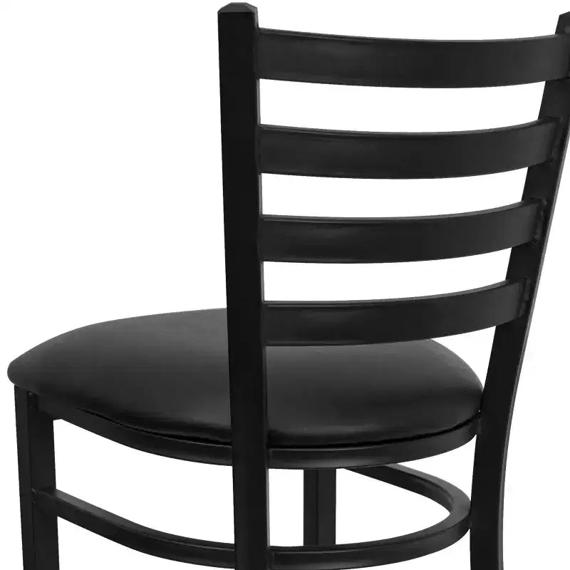 Emma and Oliver Ladder Back Black Metal Restaurant Dining Barstool