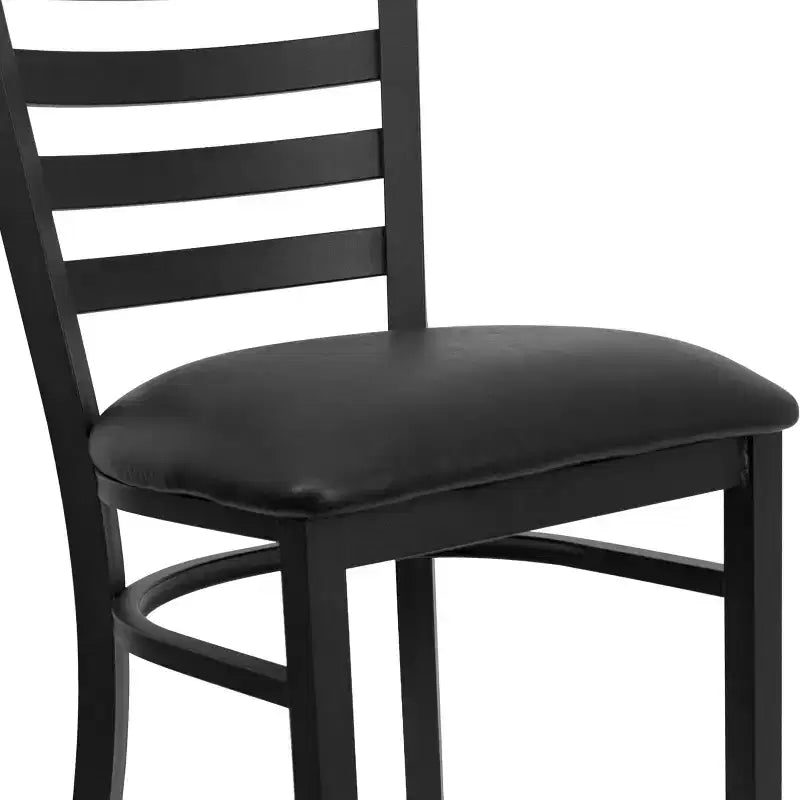 Emma and Oliver Ladder Back Black Metal Restaurant Dining Barstool