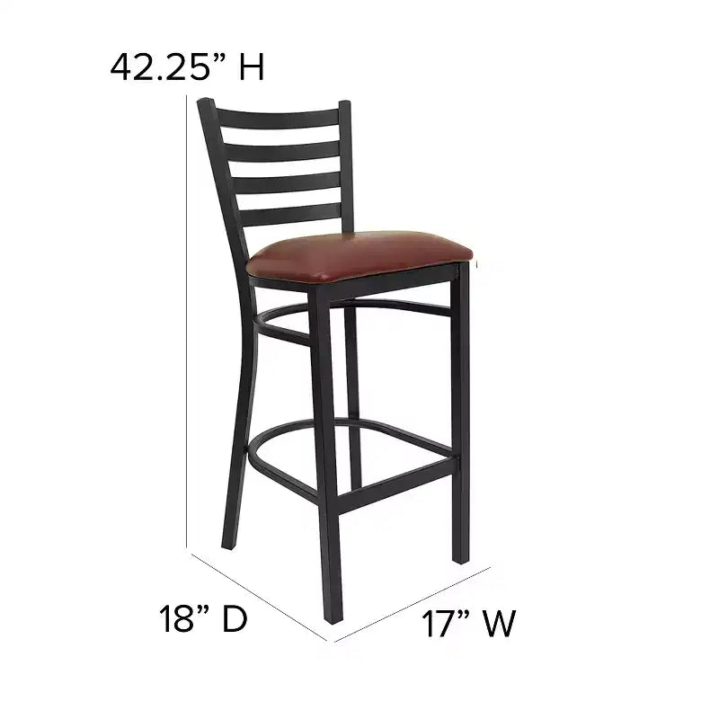 Emma and Oliver Ladder Back Black Metal Restaurant Dining Barstool