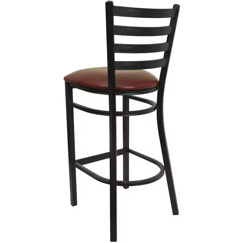 Emma and Oliver Ladder Back Black Metal Restaurant Dining Barstool