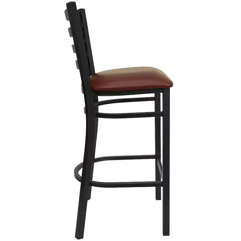 Emma and Oliver Ladder Back Black Metal Restaurant Dining Barstool