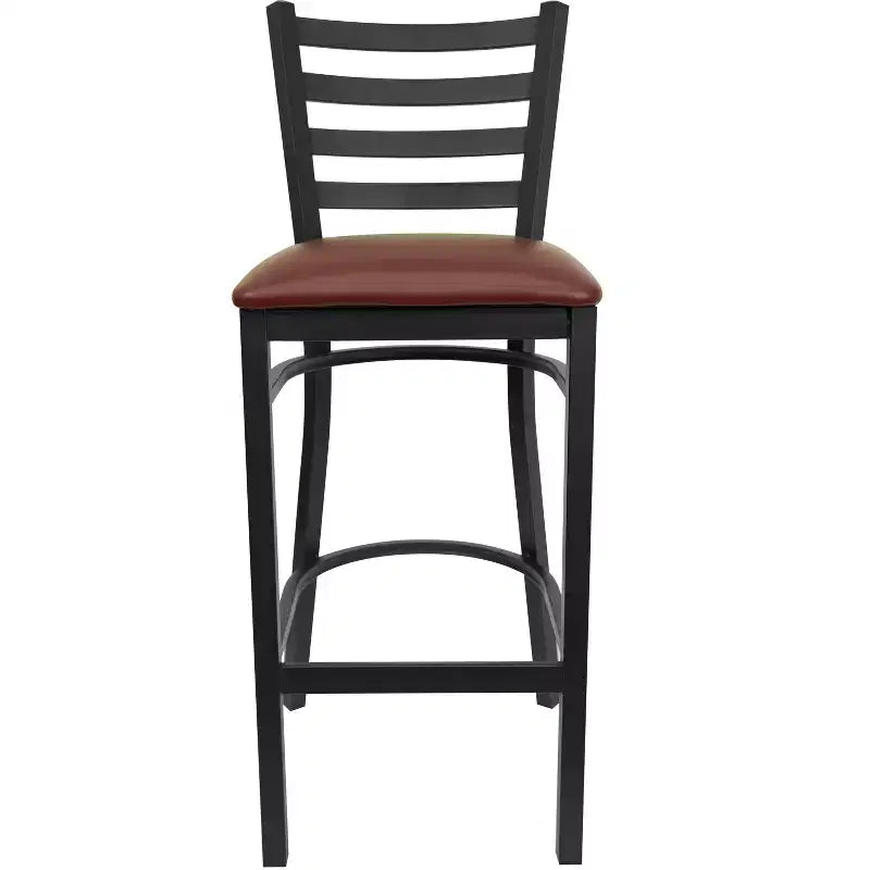 Emma and Oliver Ladder Back Black Metal Restaurant Dining Barstool