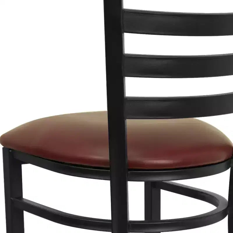 Emma and Oliver Ladder Back Black Metal Restaurant Dining Barstool