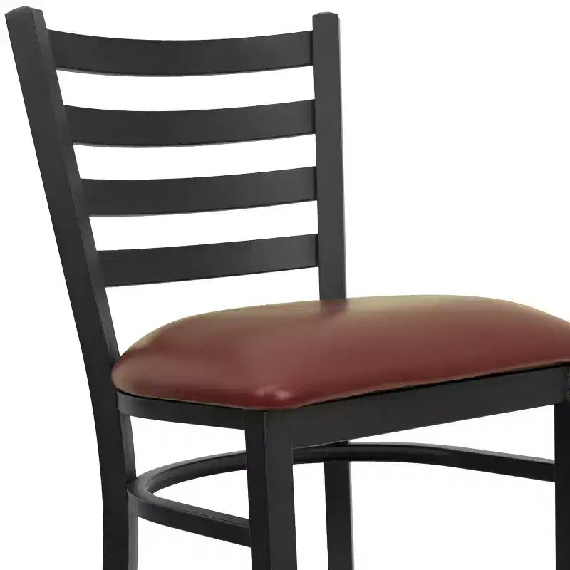 Emma and Oliver Ladder Back Black Metal Restaurant Dining Barstool