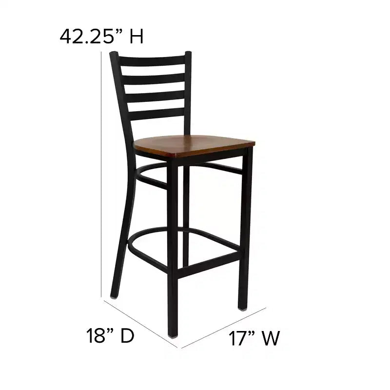 Emma and Oliver Ladder Back Black Metal Restaurant Dining Barstool