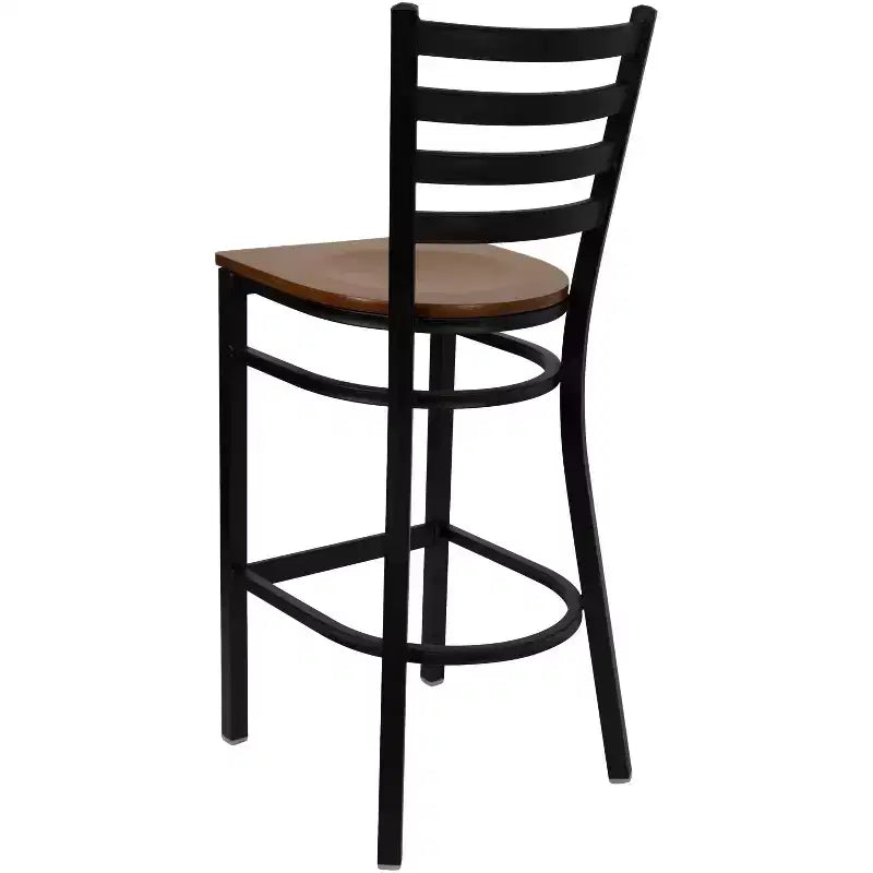Emma and Oliver Ladder Back Black Metal Restaurant Dining Barstool