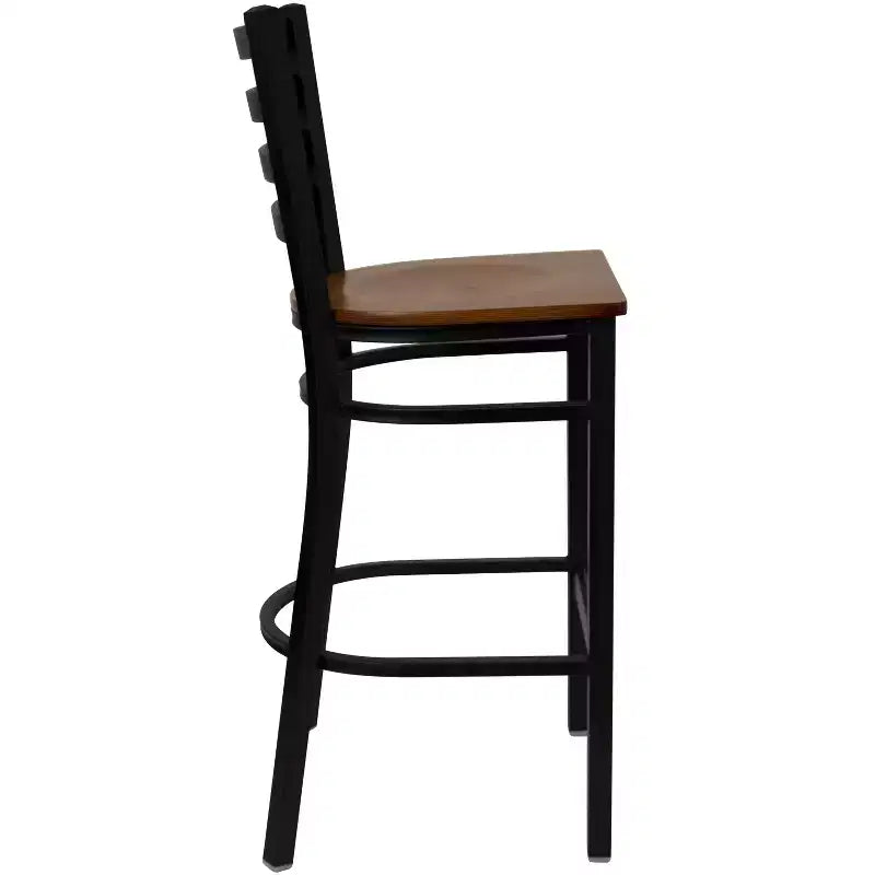 Emma and Oliver Ladder Back Black Metal Restaurant Dining Barstool
